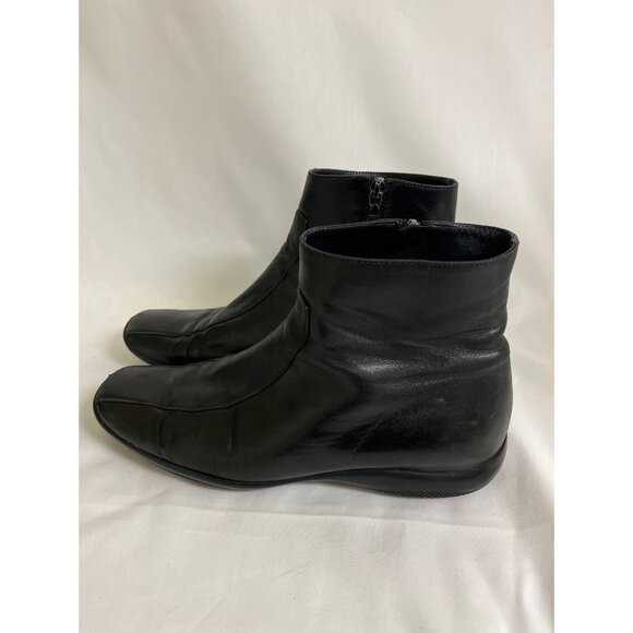PRADA Black Leather Dress Boots 40 10 - Picture 1 of 7